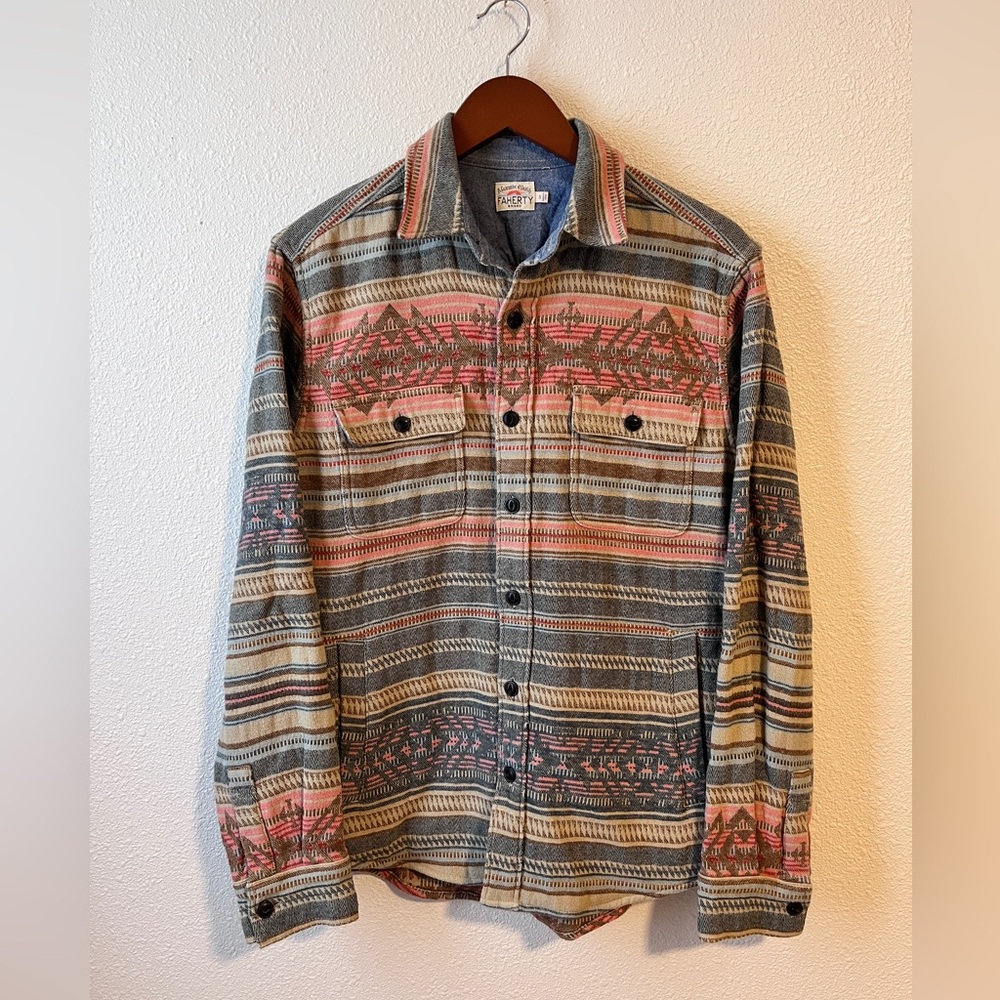Faherty men’s size small Aztec Navajo western flannel shirt jacket